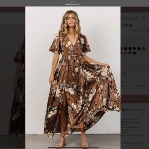 Baltic Born | Sicily Satin Maxi Dress - Mocha Floral | Medium